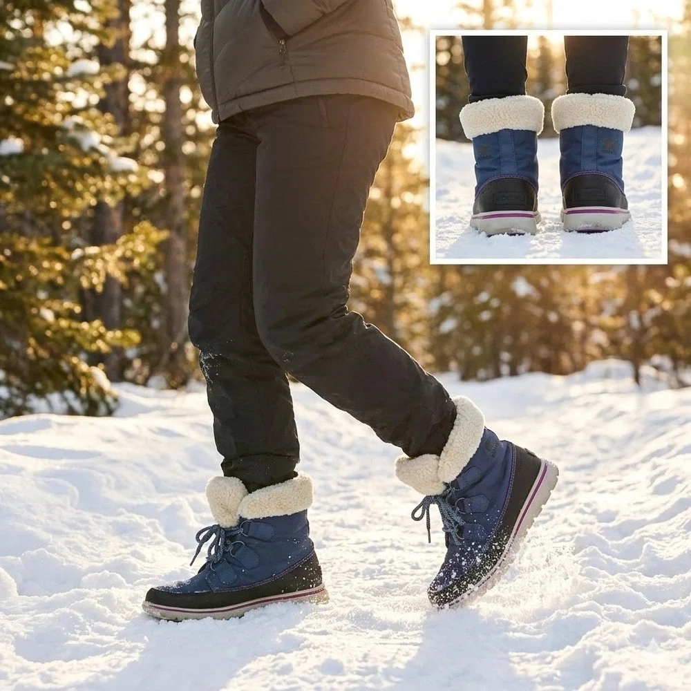 Sorel Explorer Carnival Womens Boots 9.5 Navy Blue Waterproof Winter Snow NL2297